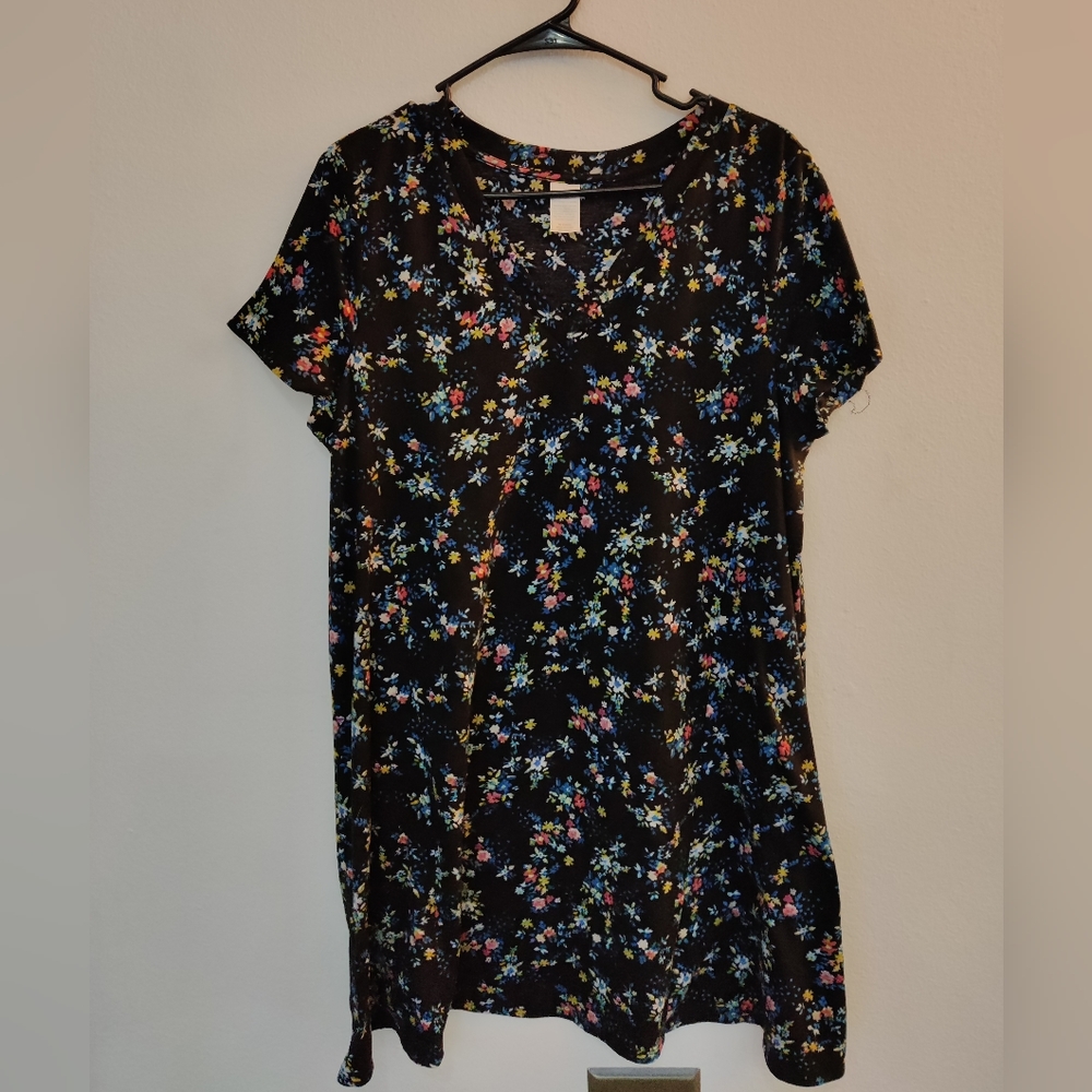 Casual breezy black floral dress